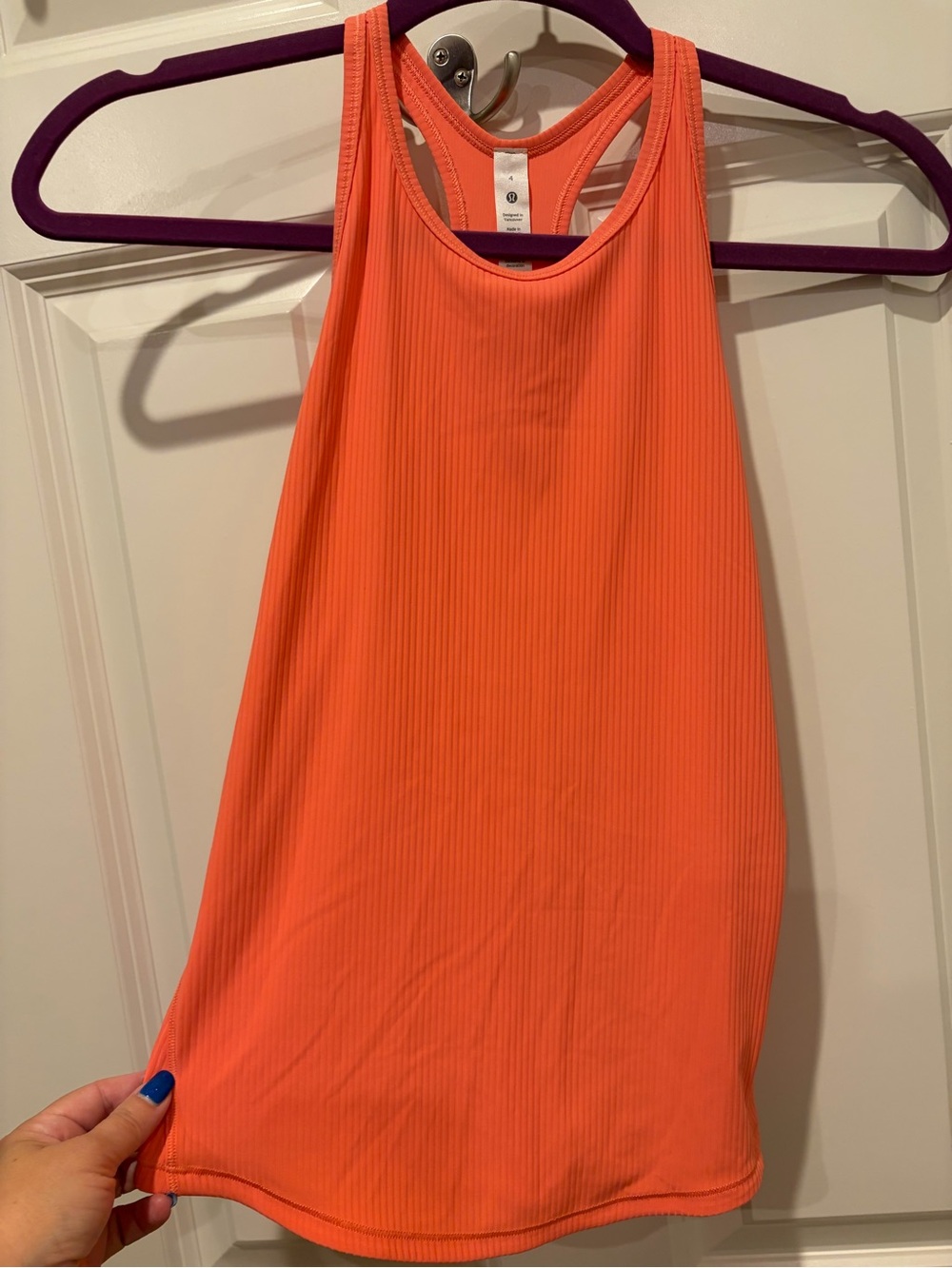 lululemon athletica Coral-Orange Ribbed Racerback Tank, size 4